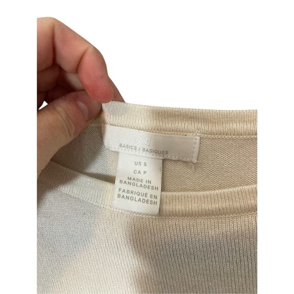 H&M Basics Portofino Breton Stripe Small Light Knit Minimalist Preppy Blouse - Picture 3 of 4